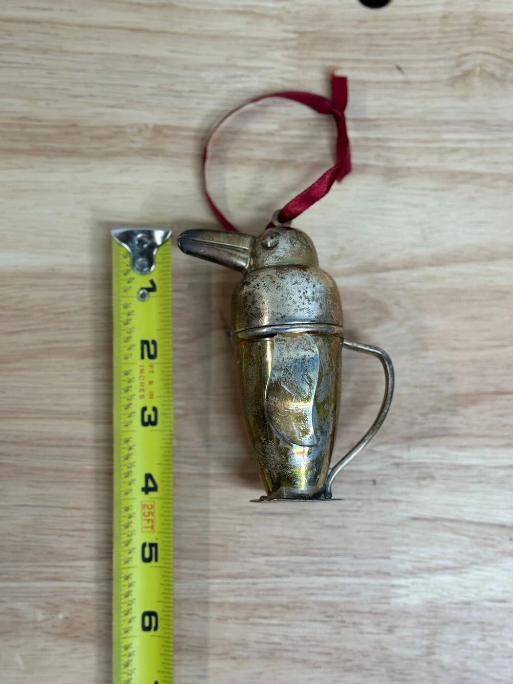 Vintage Restoration Hardware 1936 Penguin Shaker Silver Plate Ornament w/ Pouch